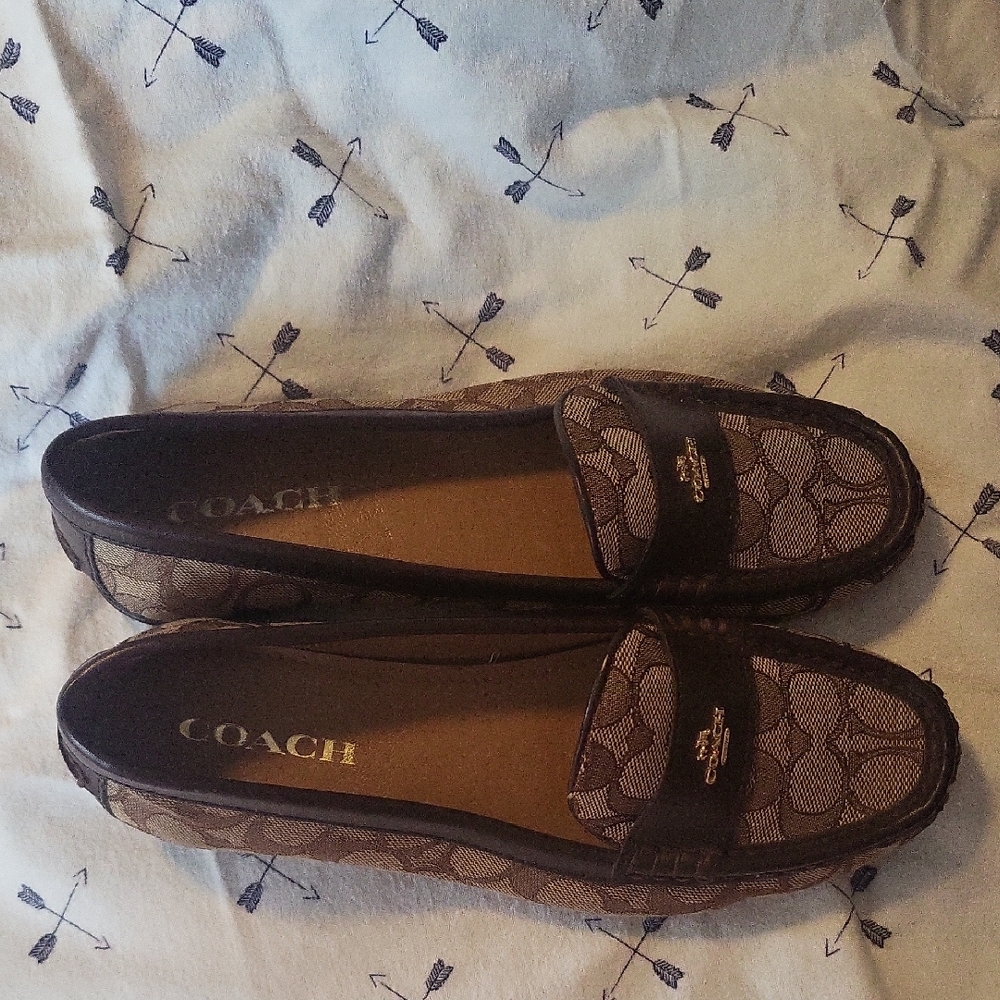 Coach Signature Pattern Brown Loafers